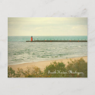 Postal del faro del South Haven en Michigan en oto