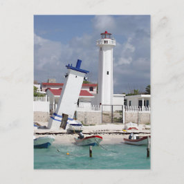 Postal del faro Puerto Morelos
