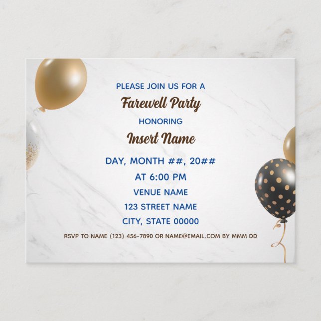 postal del fiesta  de despedida de personalizable (Anverso)