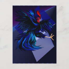 Postal del gallo de combate negro