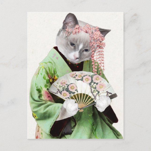 Postal del gatito del geisha (Anverso)