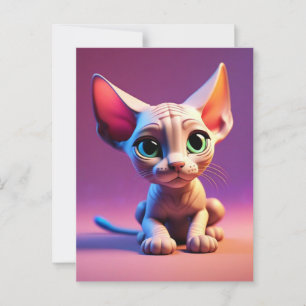 postal del gatito sin pelo SPHYNX