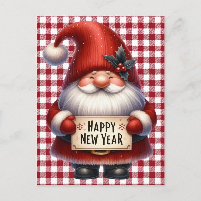 Postal del Gnome del Año Nuevo Feliz (Anverso)