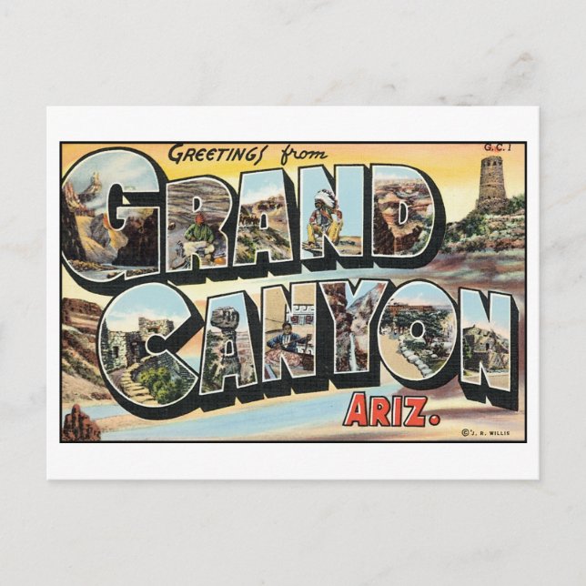 Postal del Gran Cañón Vintage (Anverso)