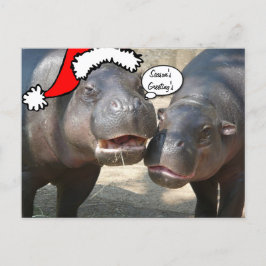 Postal del hipopótamo de Santa del navidad