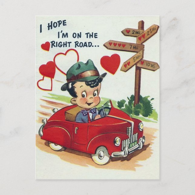 postal del hombre de San Valentín retro vintage (Anverso)