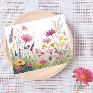 Postal del jardín de flores silvestres - rosa, ama