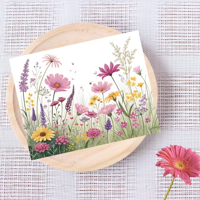 Postal del jardín de flores silvestres - rosa, ama (Subido por el creador)