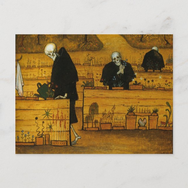 Postal del Jardín de la Muerte de Simberg (Anverso)