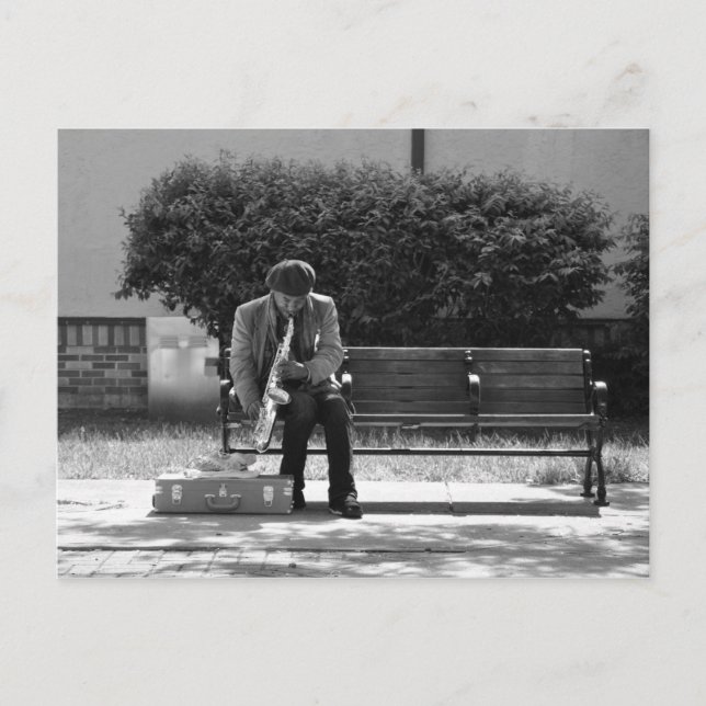 Postal del jugador de saxofón (Anverso)