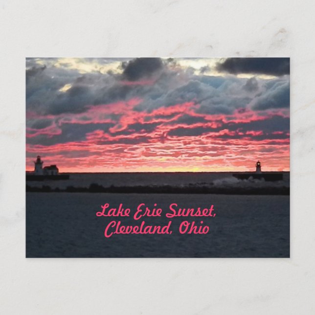 Postal del Lago Erie Sunset (Cleveland) (Anverso)