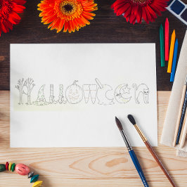 Postal del libro de colores de iconos de Halloween