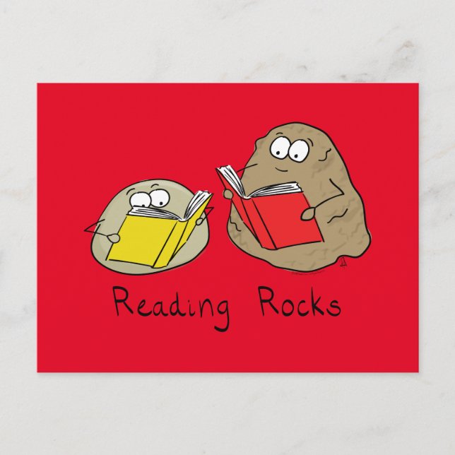 Postal del libro divertida Leer Rocas (Anverso)
