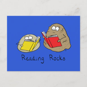 Postal del libro divertida Leer Rocas