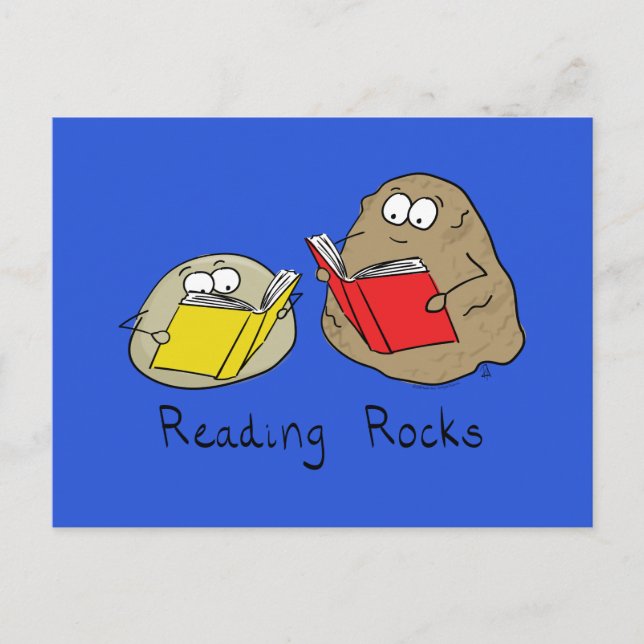 Postal del libro divertida Leer Rocas (Anverso)