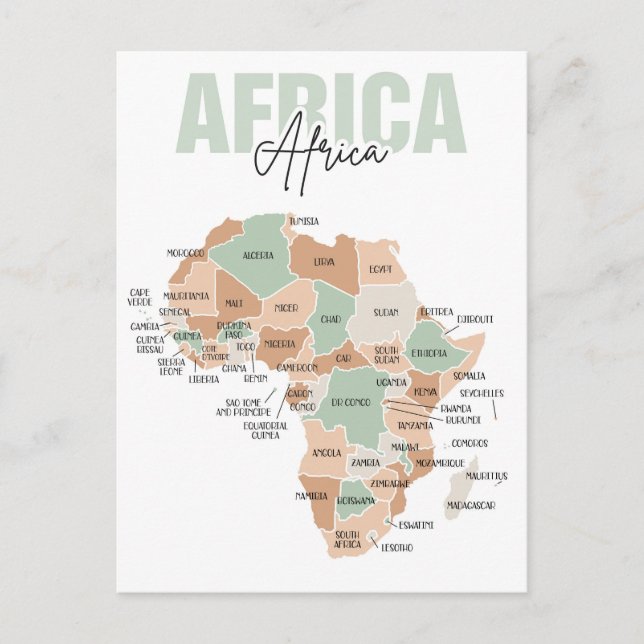 Postal del mapa de África (Anverso)