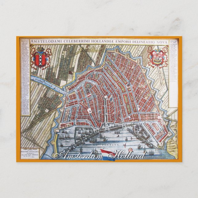 postal del mapa de antigüedades de Ámsterdam (Anverso)