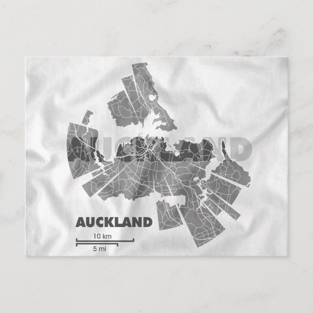 postal del mapa de Auckland (Anverso)