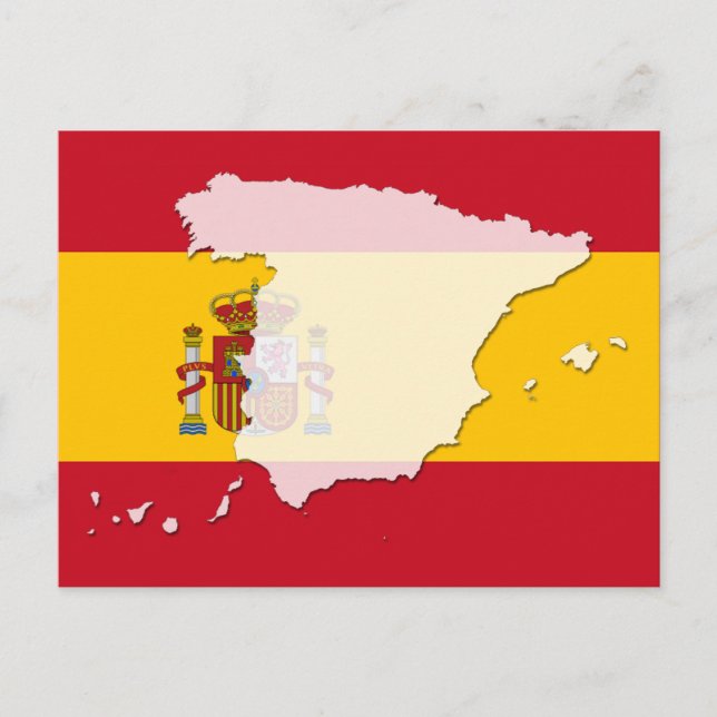 postal del mapa de bandera de España (Anverso)