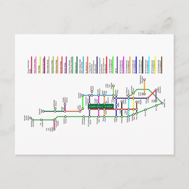 Postal del mapa de bicicletas de Nueva York (Anverso)
