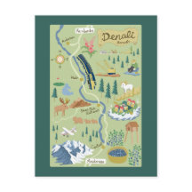 Postal del mapa de Borough de Denali