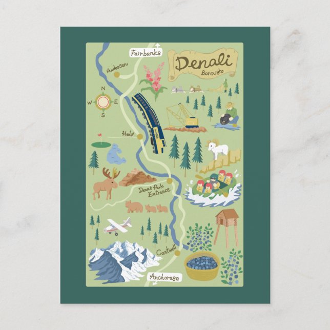Postal del mapa de Borough de Denali (Anverso)
