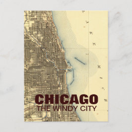 Postal del Mapa de Chicago Vintage