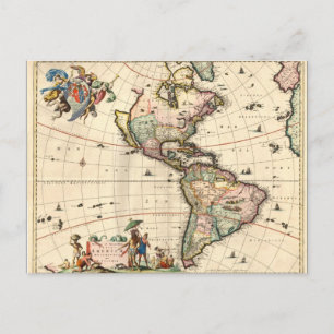 postal del mapa de Estados Unidos de 1670