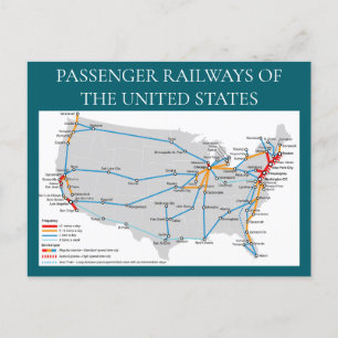 Postal del mapa de ferrocarriles de Estados Unidos