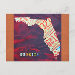 Postal del mapa de la placa de la licencia de Flor