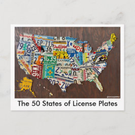 postal del mapa de la placa de licencia