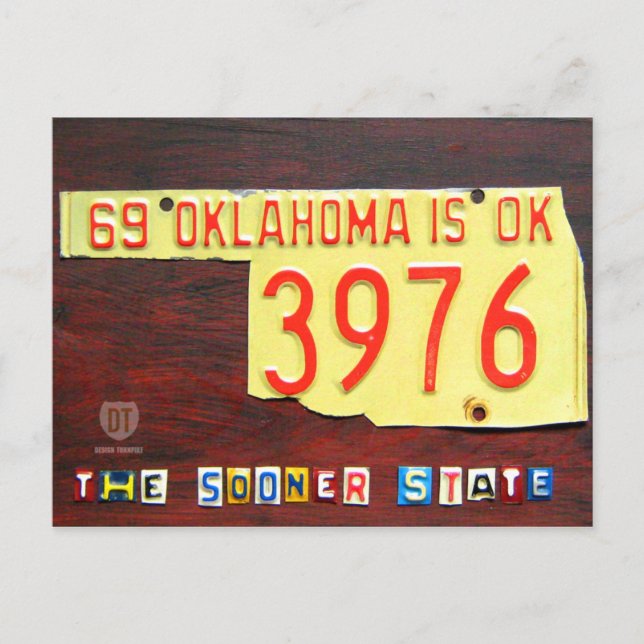 Postal del mapa de la placa de Oklahoma (Anverso)