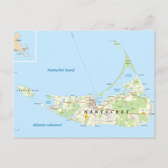postal del mapa de Nantucket (Anverso)