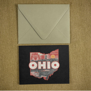 Postal del mapa de Ohio Vintage USA