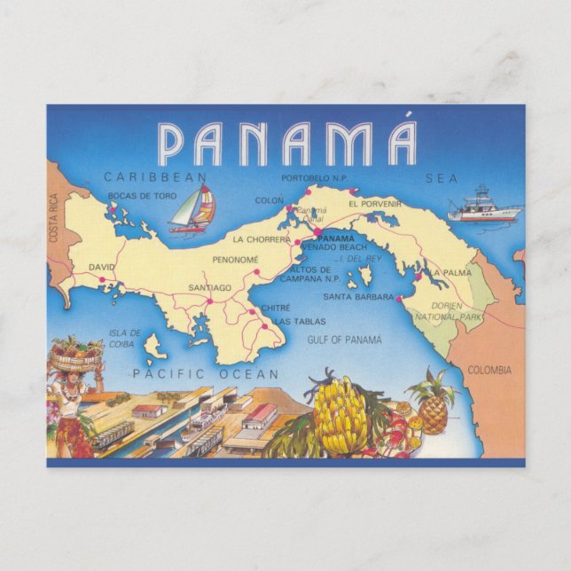 Postal del mapa de Panamá (Anverso)