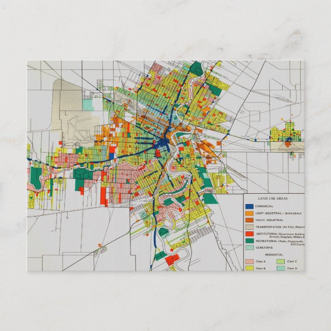postal del mapa de Winnipeg del vintage (Anverso)
