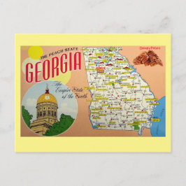 Postal del mapa del estado de Georgia