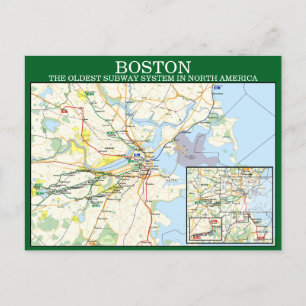 Postal del mapa del metro de Bostons MBTA