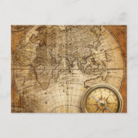 Postal del mapa del mundo antiguo