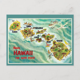 postal del mapa estatal de Hawaii