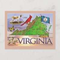 Postal del mapa estatal de Virginia