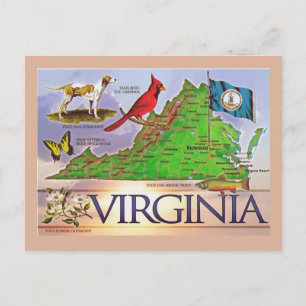 Postal del mapa estatal de Virginia