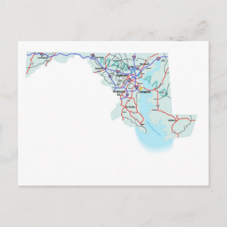 postal del mapa interestatal de Maryland