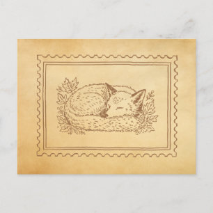 Postal del marco de la estampación de Fox de otoño