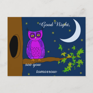 Postal del mensaje de la lechuza buena noche