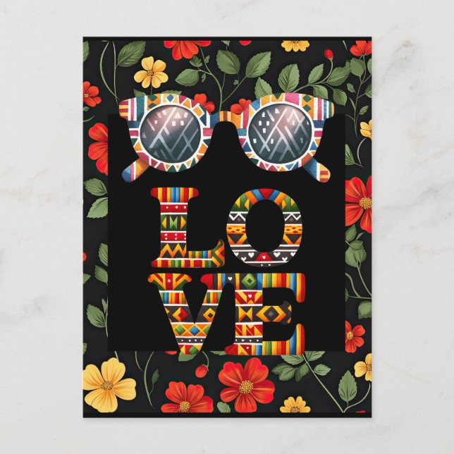 Postal del Mes de la Historia Negra con Floral vib (Anverso)