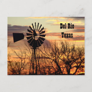 Postal del molino de viento del Río Texas