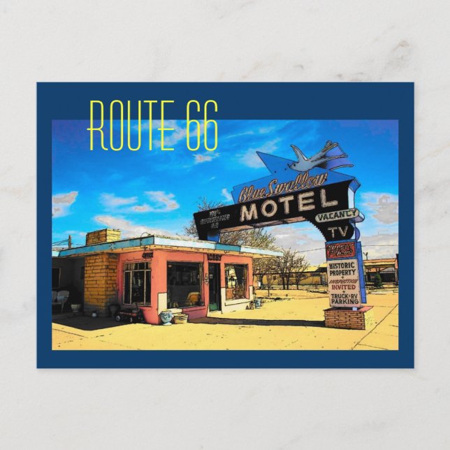 Postal del motel de la ruta 66 - modificada para (Anverso)