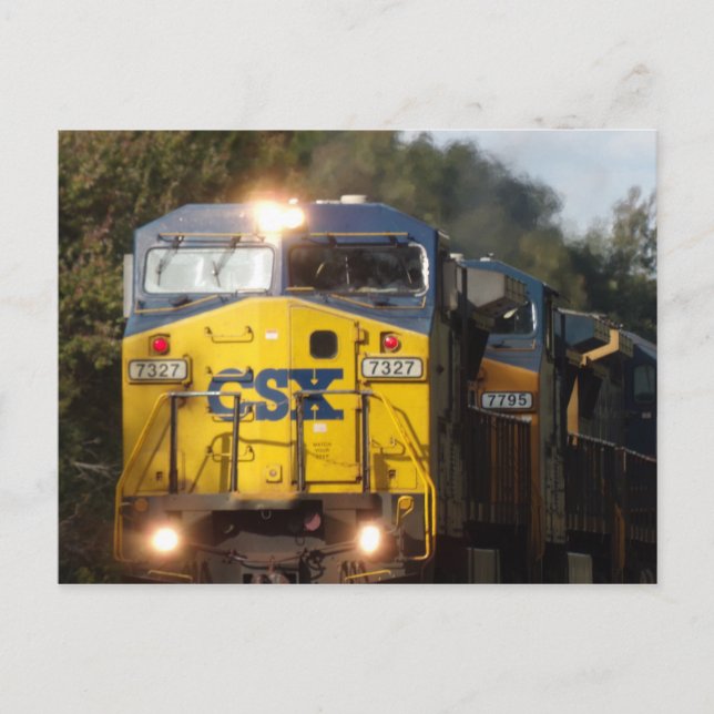 Postal del motor del tren azul CSX (Anverso)