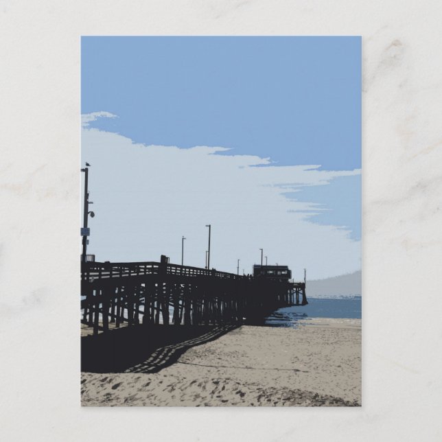 Postal del muelle de la playa de Newport (Anverso)